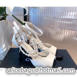 Cheap Price Chanel Lambskin Pearl Sandals 9cm 081640 White 2021