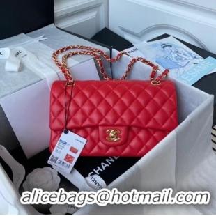 Popular Style Chanel classic handbag Lambskin & gold Metal A01112 Red