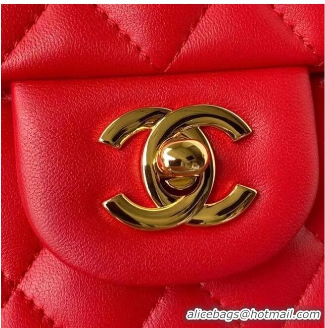 Popular Style Chanel classic handbag Lambskin & gold Metal A01112 Red