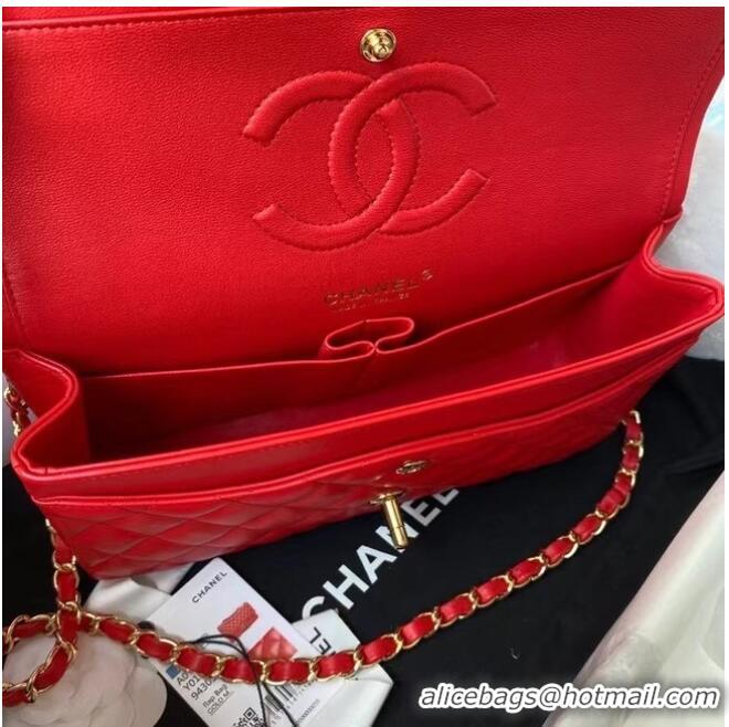 Popular Style Chanel classic handbag Lambskin & gold Metal A01112 Red