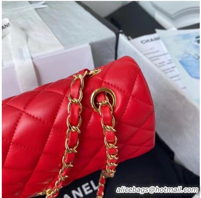 Popular Style Chanel classic handbag Lambskin & gold Metal A01112 Red