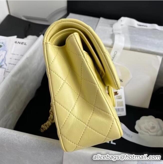 Low Price Chanel classic handbag Lambskin & gold Metal A01112 yellow