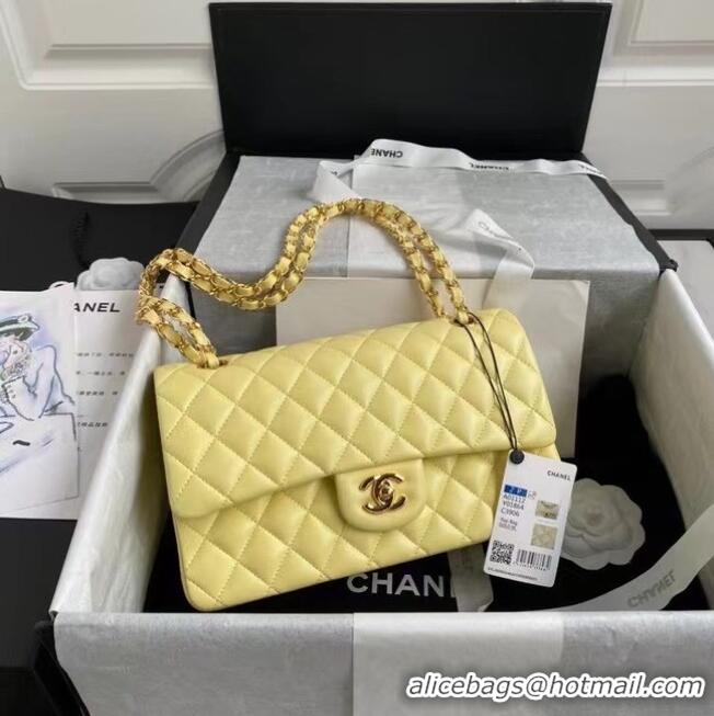 Low Price Chanel classic handbag Lambskin & gold Metal A01112 yellow