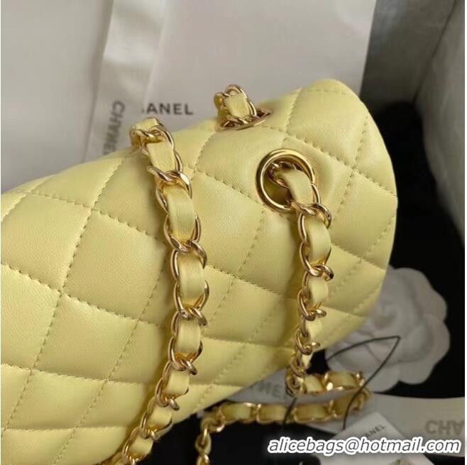 Low Price Chanel classic handbag Lambskin & gold Metal A01112 yellow