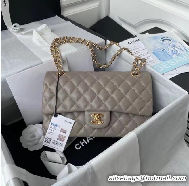 Good Quality Chanel classic handbag Lambskin & gold Metal A01112 grey