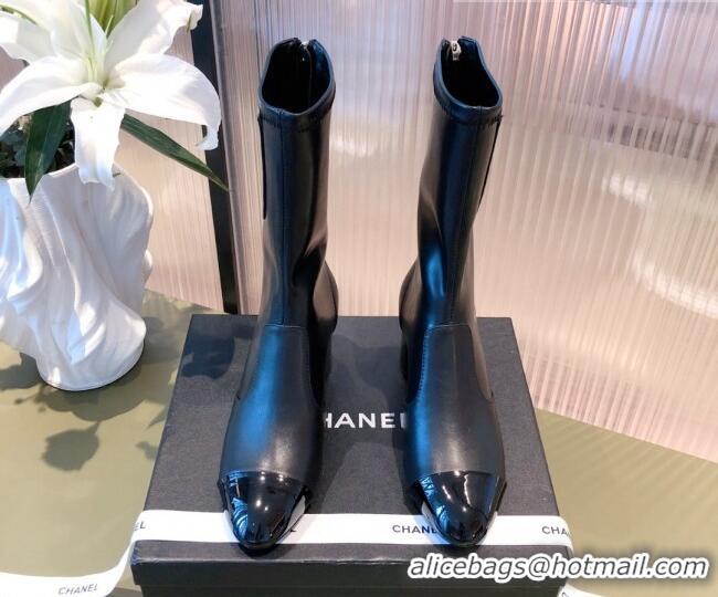 Lower Price Chanel Leather CC Charm Short Boots 081646 Black 2021