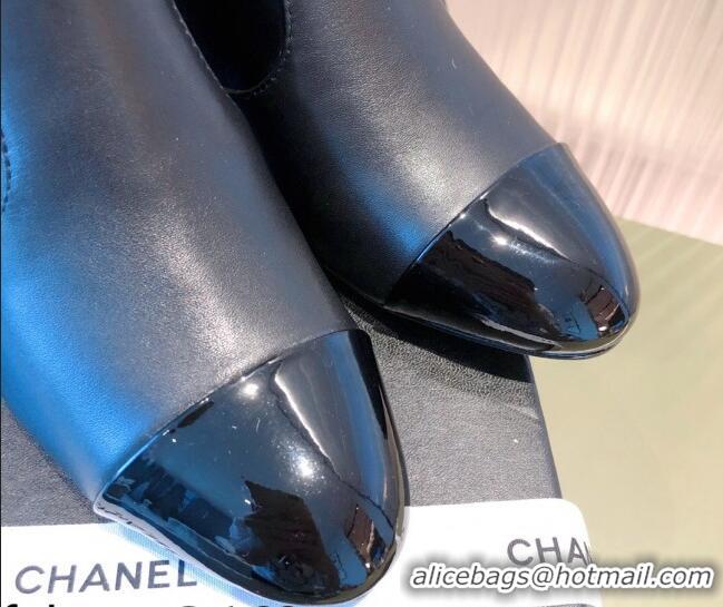 Lower Price Chanel Leather CC Charm Short Boots 081646 Black 2021