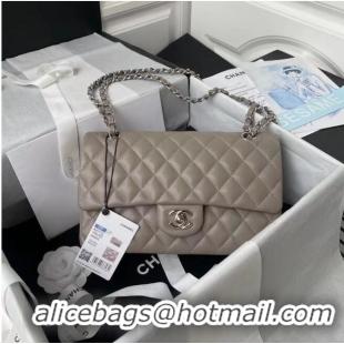 Promotional Chanel classic handbag Lambskin & silver Metal A01112 grey