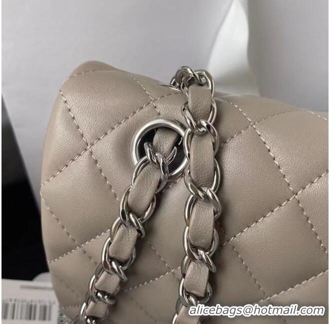 Promotional Chanel classic handbag Lambskin & silver Metal A01112 grey