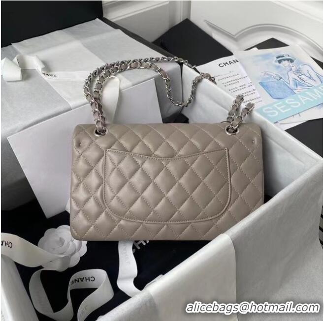 Promotional Chanel classic handbag Lambskin & silver Metal A01112 grey