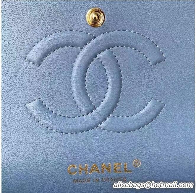 Buy Inexpensive Chanel classic handbag Lambskin & gold Metal A01112 blue