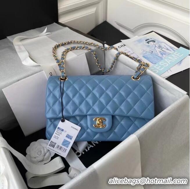 Buy Inexpensive Chanel classic handbag Lambskin & gold Metal A01112 blue