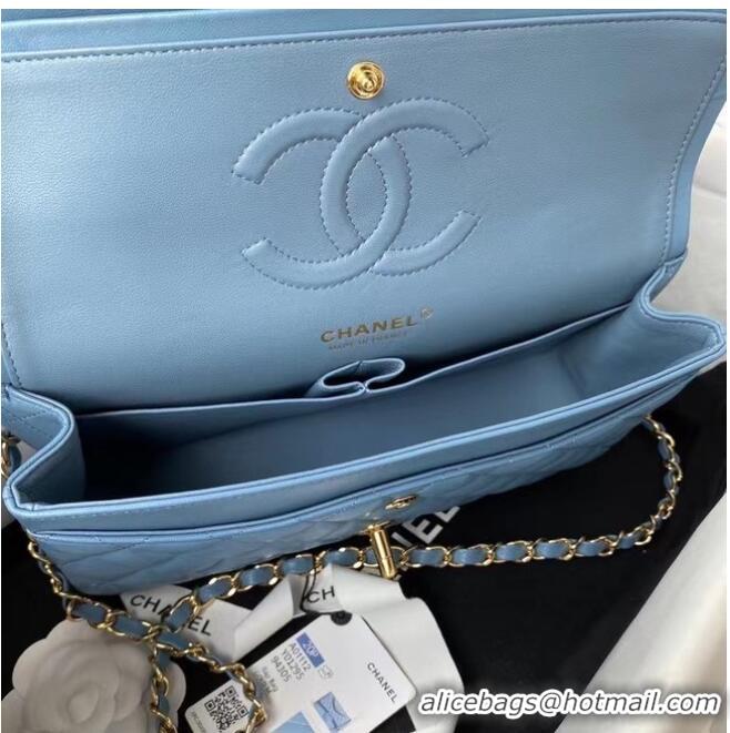 Buy Inexpensive Chanel classic handbag Lambskin & gold Metal A01112 blue