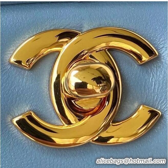 Buy Inexpensive Chanel classic handbag Lambskin & gold Metal A01112 blue