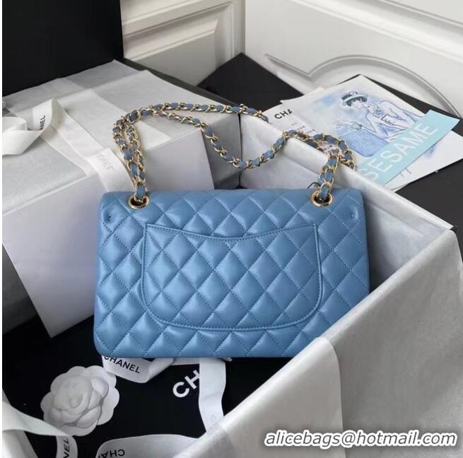 Buy Inexpensive Chanel classic handbag Lambskin & gold Metal A01112 blue