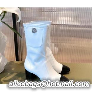 Unique Style Chanel Leather CC Charm Short Boots 081646 White 2021