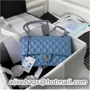 Reasonable Price Chanel classic handbag Lambskin & silver Metal A01112 blue