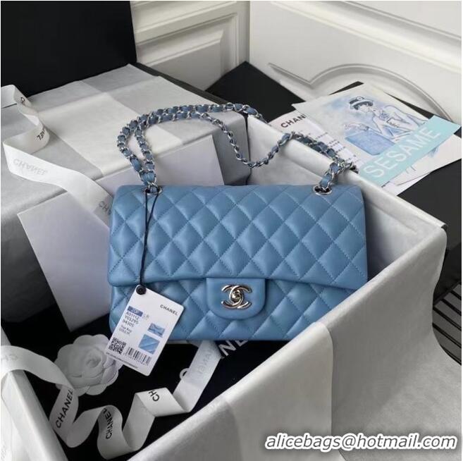 Reasonable Price Chanel classic handbag Lambskin & silver Metal A01112 blue