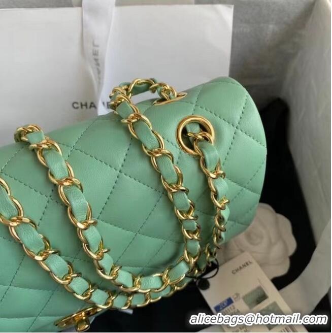 Well Crafted Chanel classic handbag Lambskin & gold Metal A01112 light green