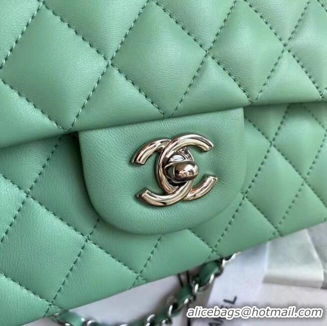 Low Price Chanel classic handbag Lambskin & silver Metal A01112 light green