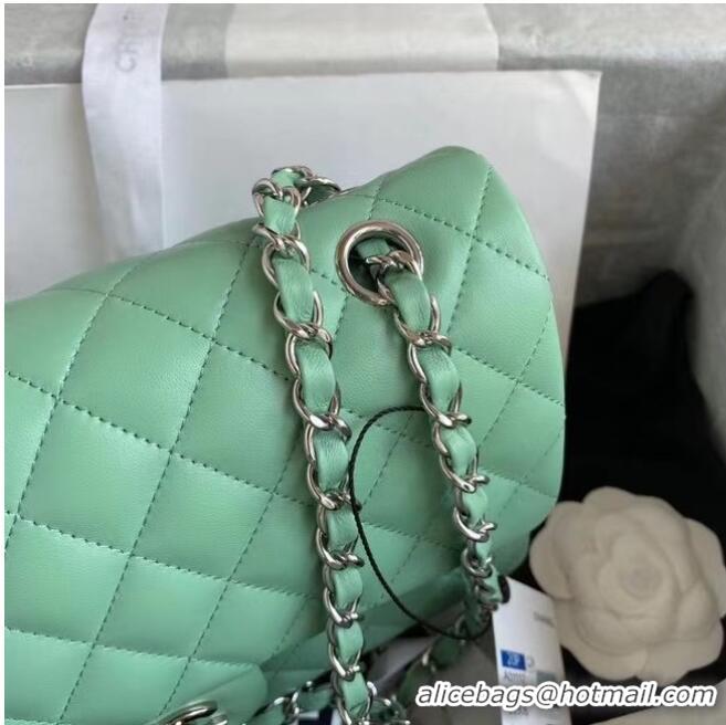 Low Price Chanel classic handbag Lambskin & silver Metal A01112 light green