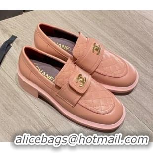 Popular Chanel Lambskin Loafers G38147 Pink 2021