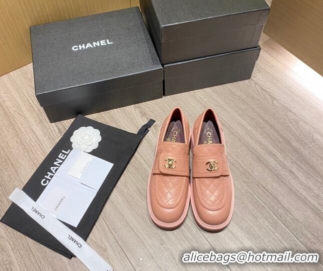 Popular Chanel Lambskin Loafers G38147 Pink 2021