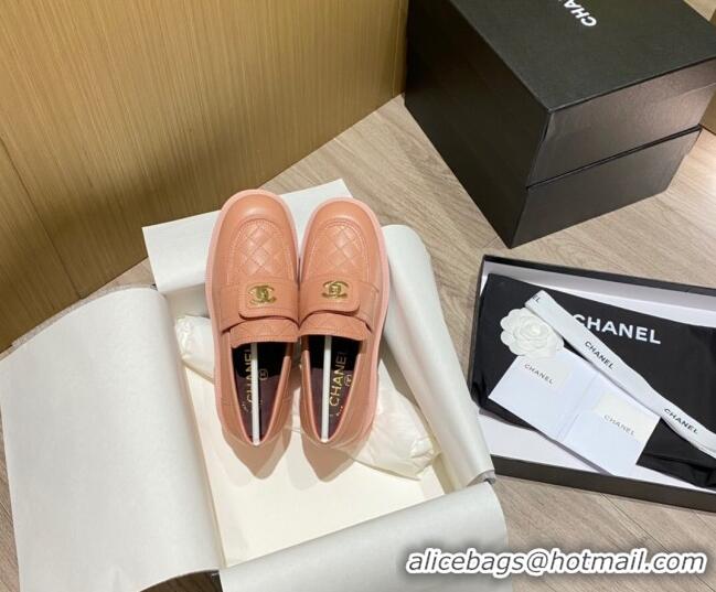 Popular Chanel Lambskin Loafers G38147 Pink 2021