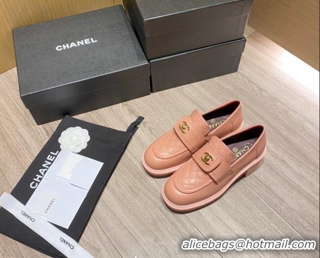 Popular Chanel Lambskin Loafers G38147 Pink 2021