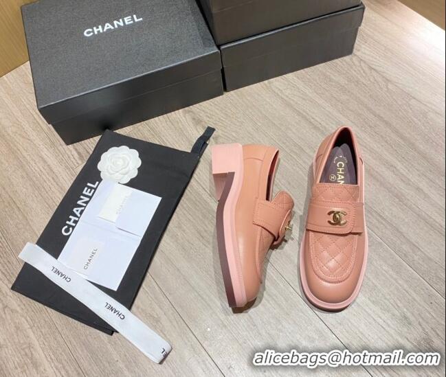 Popular Chanel Lambskin Loafers G38147 Pink 2021