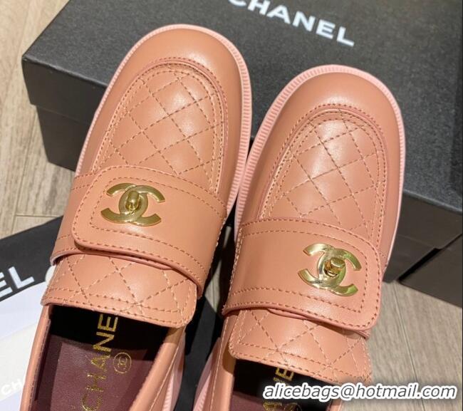 Popular Chanel Lambskin Loafers G38147 Pink 2021