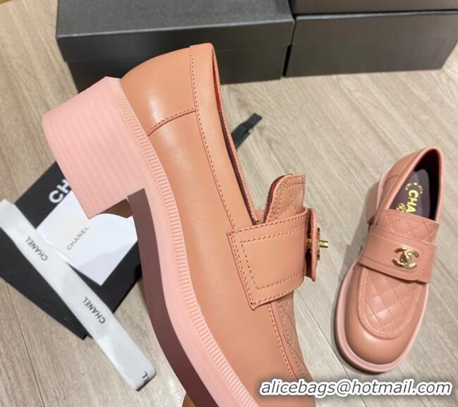 Popular Chanel Lambskin Loafers G38147 Pink 2021