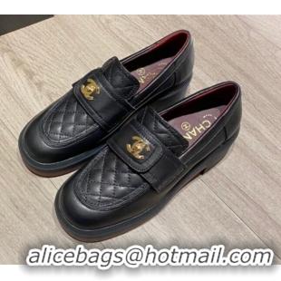 Well Crafted Chanel Lambskin Loafers G38147 Black