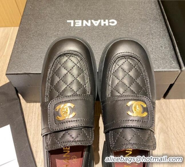 Well Crafted Chanel Lambskin Loafers G38147 Black