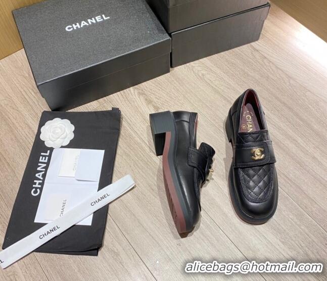 Well Crafted Chanel Lambskin Loafers G38147 Black