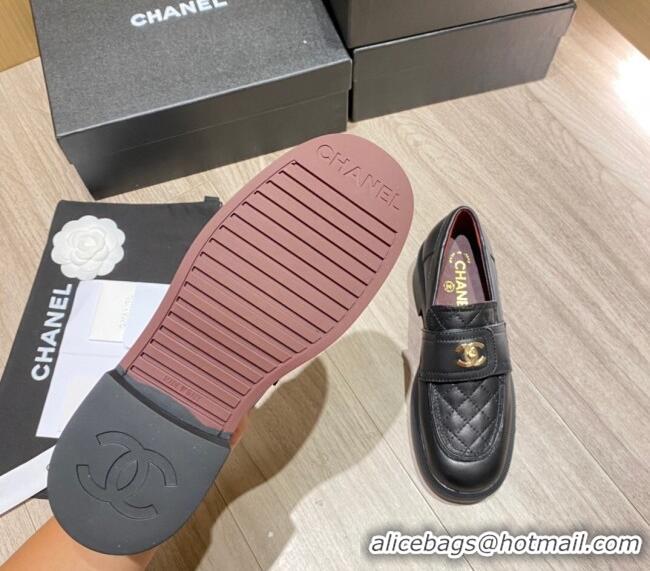 Well Crafted Chanel Lambskin Loafers G38147 Black