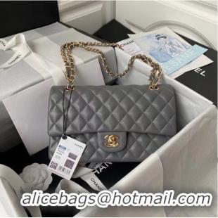 Super Quality Chanel classic handbag Lambskin & gold Metal A01112 dark grey