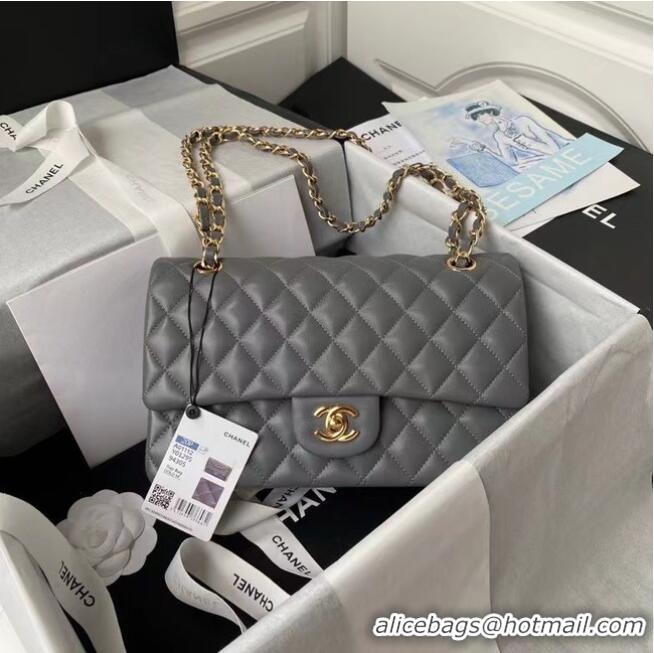 Super Quality Chanel classic handbag Lambskin & gold Metal A01112 dark grey