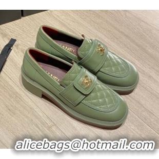 Best Product Chanel Lambskin Loafers G38147 Green 2021