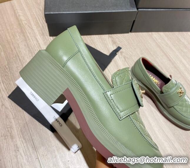 Best Product Chanel Lambskin Loafers G38147 Green 2021