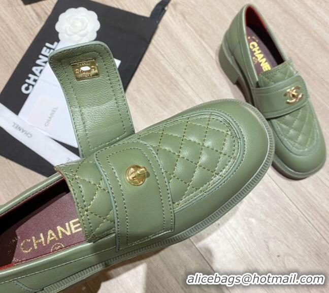 Best Product Chanel Lambskin Loafers G38147 Green 2021