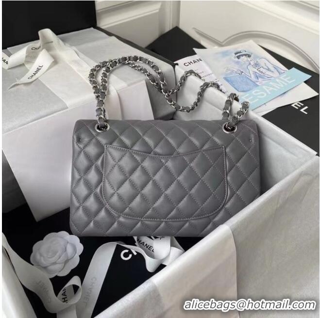 Good Product Chanel classic handbag Lambskin & silver Metal A01112 Dark Grey