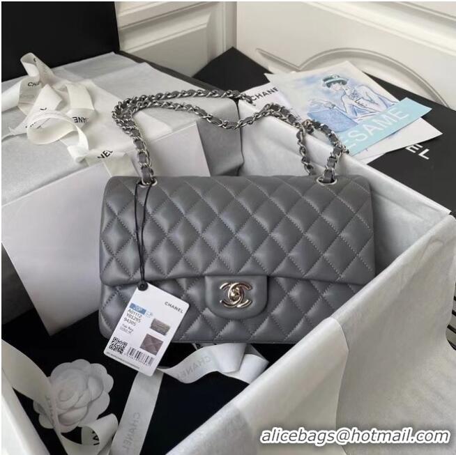 Good Product Chanel classic handbag Lambskin & silver Metal A01112 Dark Grey