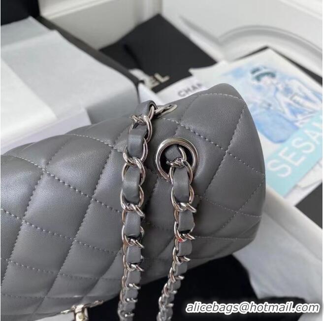 Good Product Chanel classic handbag Lambskin & silver Metal A01112 Dark Grey