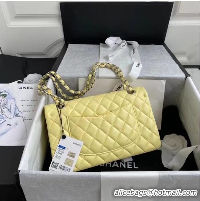 Well Crafted Chanel classic handbag Lambskin & silver Metal A01112 yellow