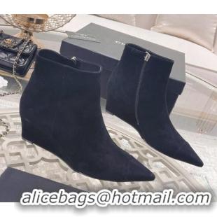 Low Cost Chanel Suede Wedge Ankle Boots 7.5cm 081659 Black 2021