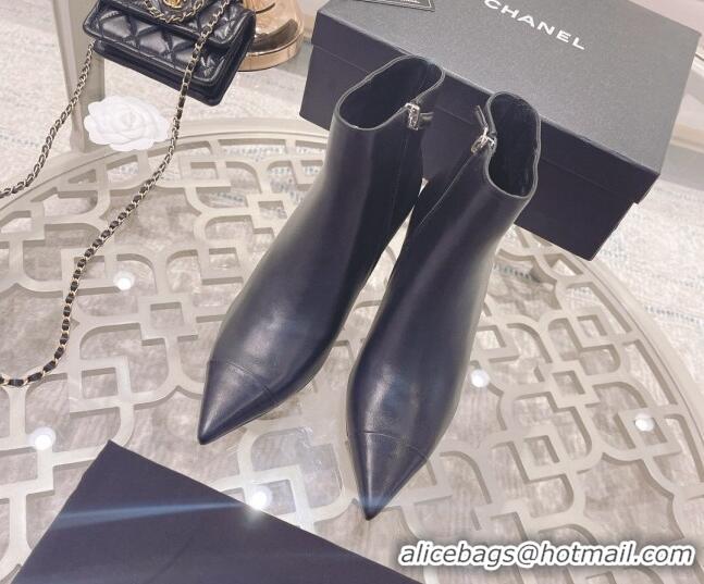 Pretty Style Chanel Calfskin Wedge Ankle Boots 7.5cm 081661 Black 2021