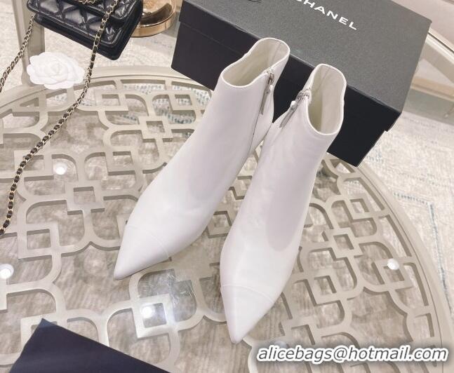 Charming Chanel Calfskin Wedge Ankle Boots 7.5cm 081661 White 2021