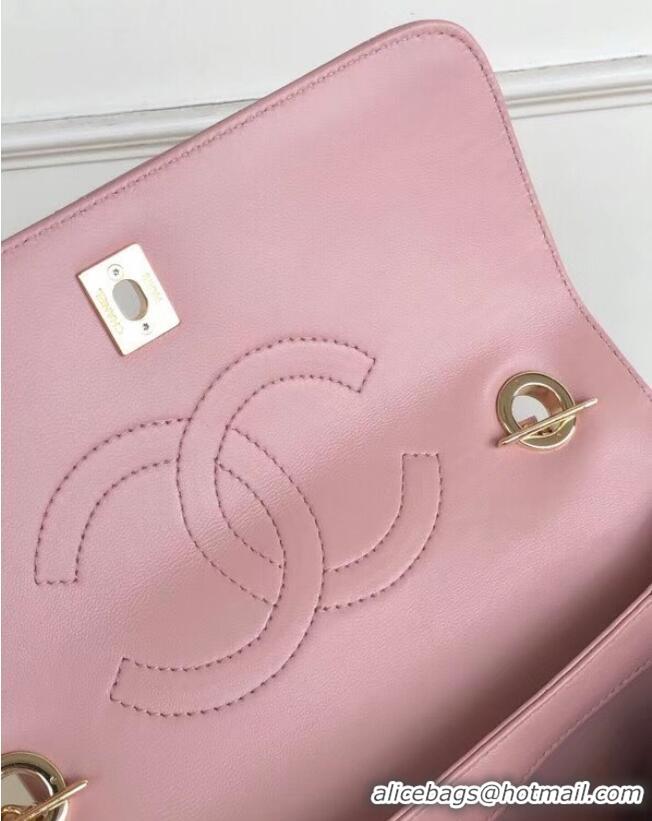 Most Popular Chanel original lambskin top handle flap bag AS92236 pink&Gold-Tone Metal