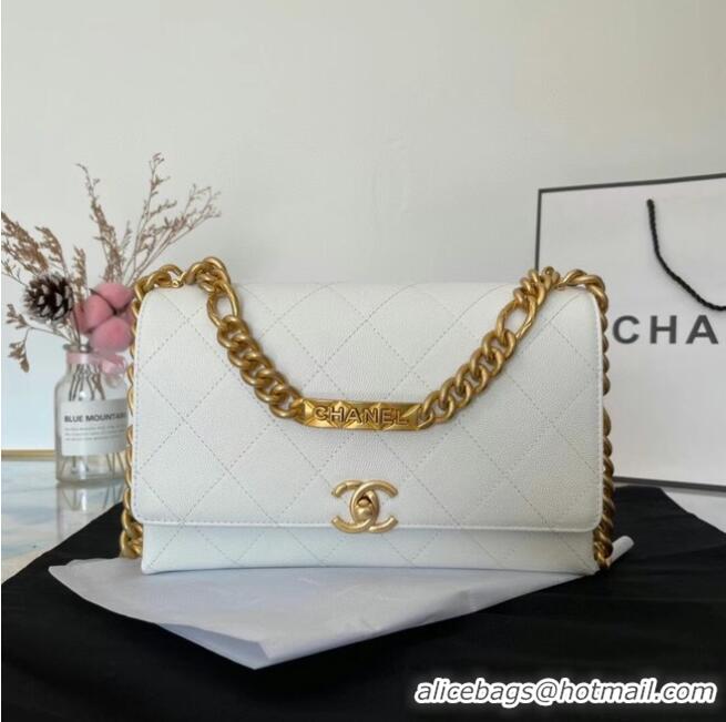 Classic Grade Chanel Flap Shoulder Bag Original leather AS2764 white